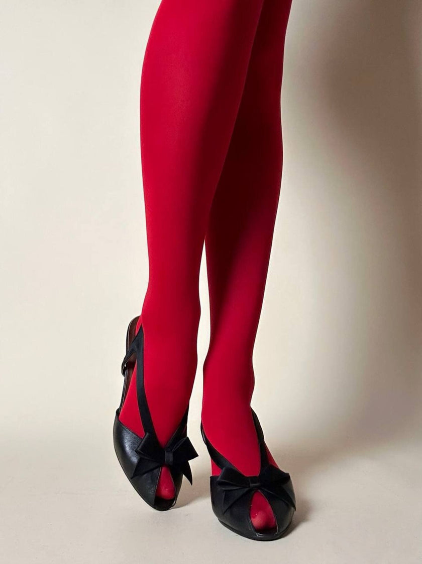 Sandali neri in pelle e raso con fiocco “Yves Saint Laurent”