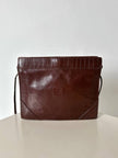Borsa bandoulière vintage Fendi in pelle marrone mogano con logo a rilievo
