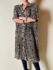 Chemisier vintage leopardato in tessuto micro plissé Henriette