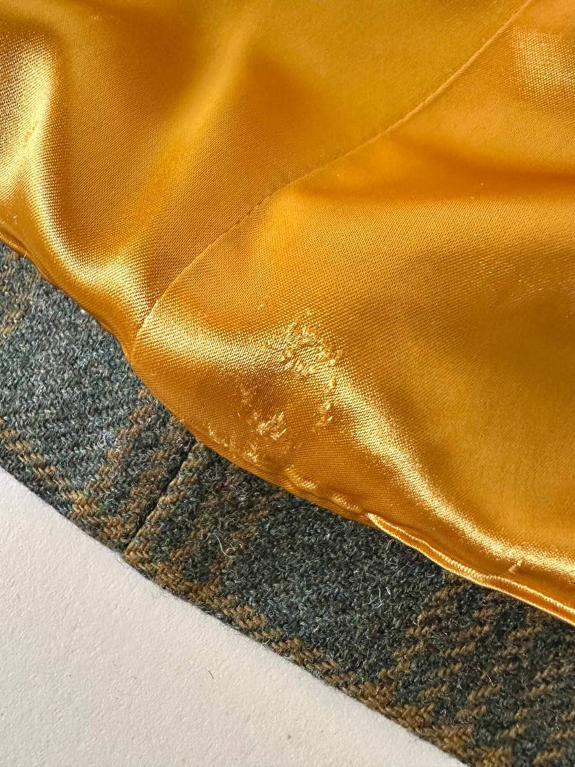 Blazer Yves Saint Laurent de lana con estampado de Príncipe de Gales verde y ocre