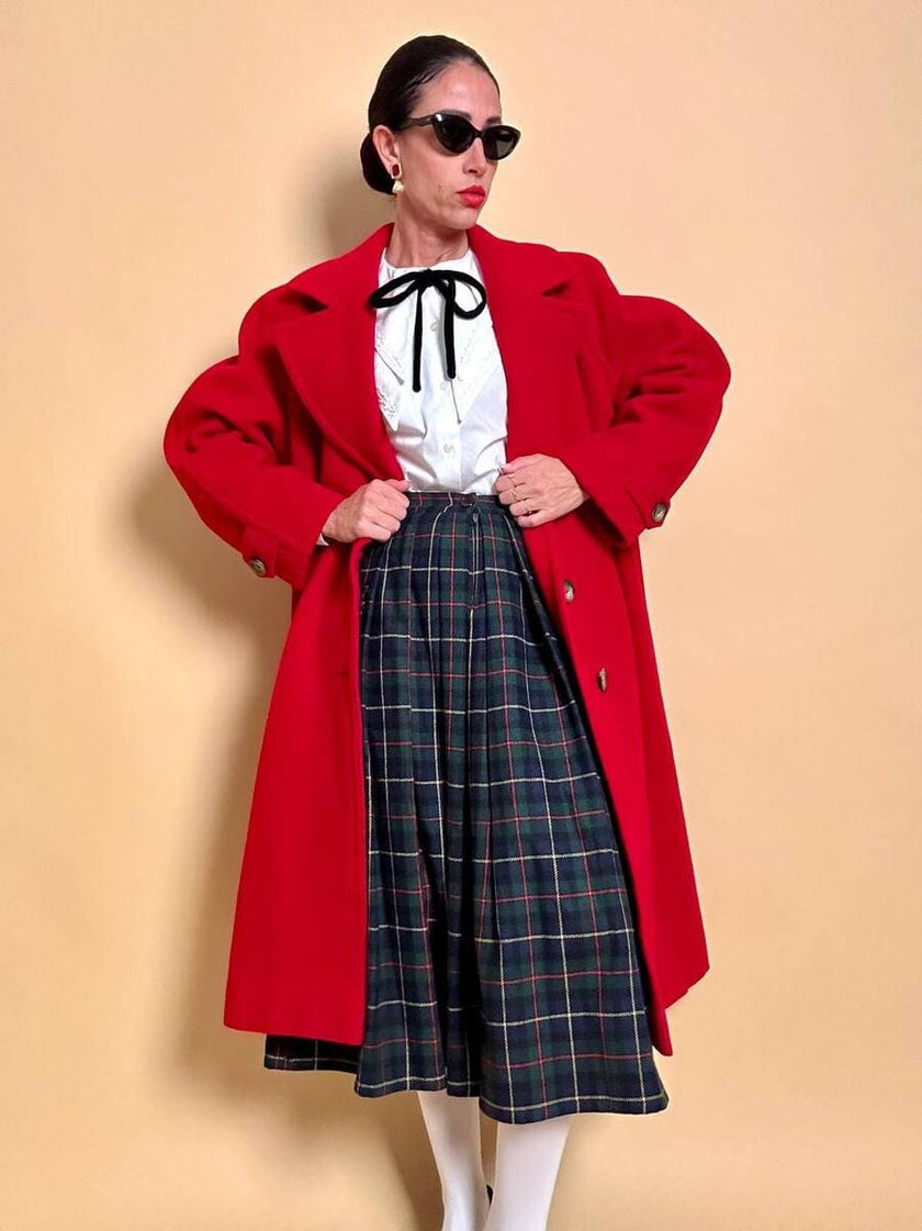 Cappotto in drap di lana rosso vivo