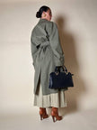Borsa a mano in pelle blu notte