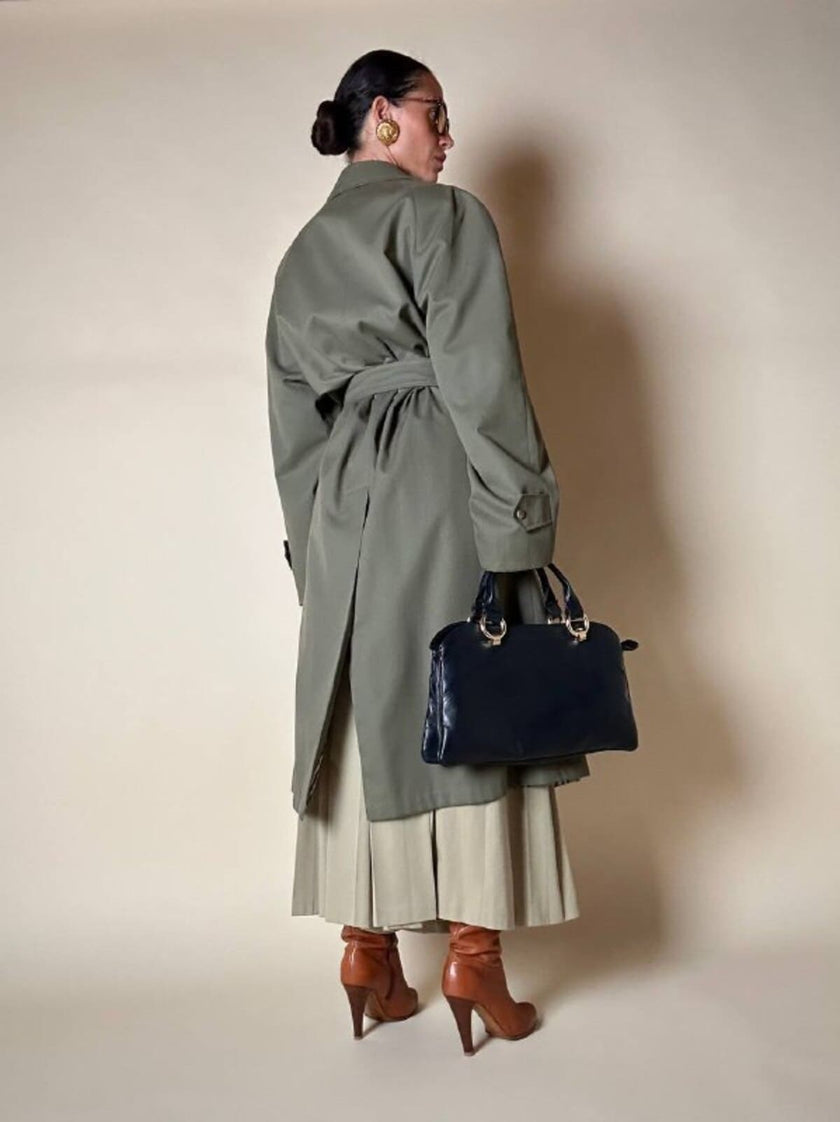 Borsa a mano in pelle blu notte