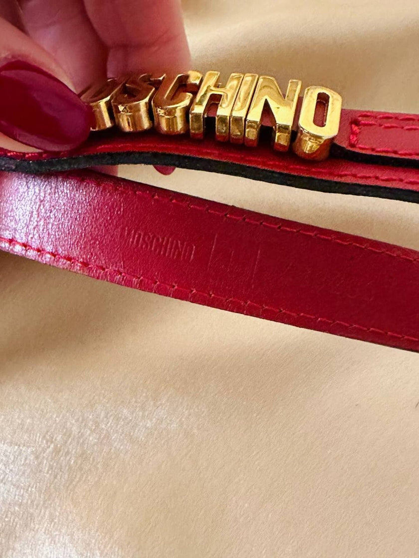 Mini bag a forma di cuore in pelle rossa “Moschino”