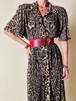 Chemisier vintage leopardato in tessuto micro plissé Henriette