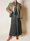Blazer Byblos in rasato di lana pied de poule beige e verde con riporti verde oliva