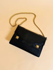 Borsa in pelle nera in stampa tejus 