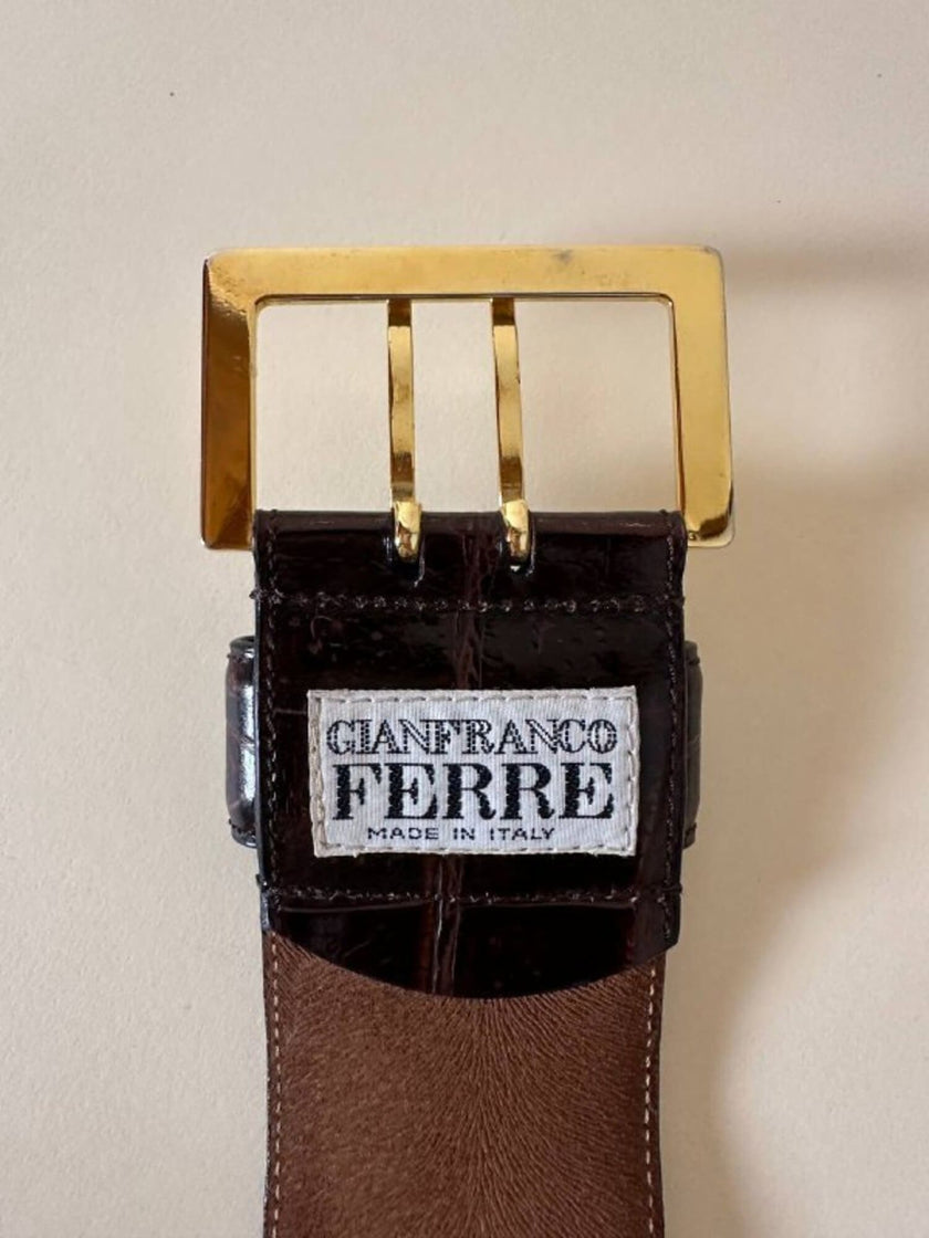 Cintura in coccodrillo marrone “Gianfranco Ferrè”