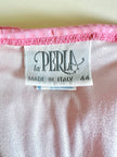 Mini dress rosa in tessuto stretch con micro paillettes trasparenti termo-adesive “La Perla”
