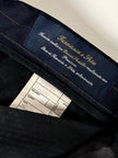 Pantalone vintage a palazzo blu notte gessato in pregiato fresco lana di Tasmania e seta