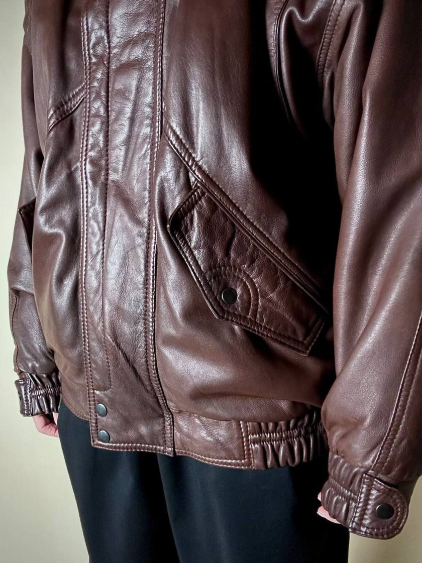 Bomber vintage stile aviator in pelle marrone Stenley