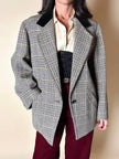 Blazer Guy Laroche in lana Principe di Galles con colletto in velluto nero