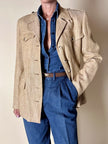 Giacca sahariana Yves Saint Laurent in lino mélange honey beige