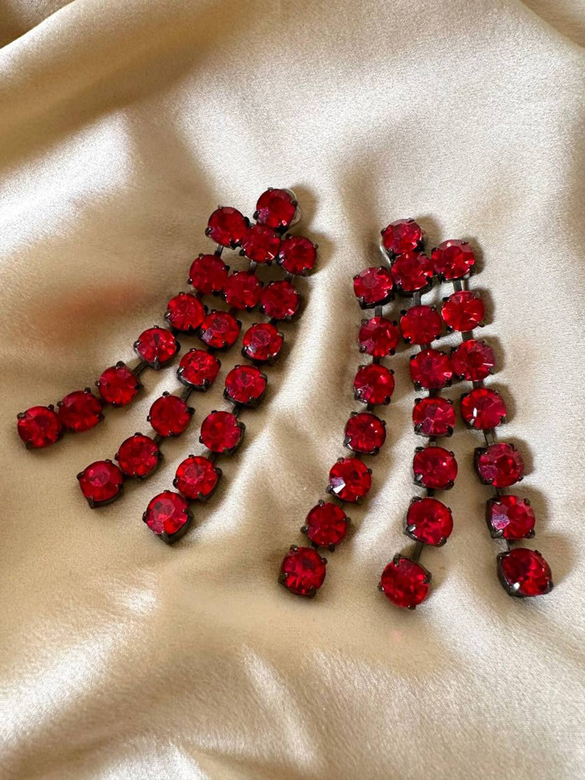 Maxi clip a fanges in cristalli rosso rubino