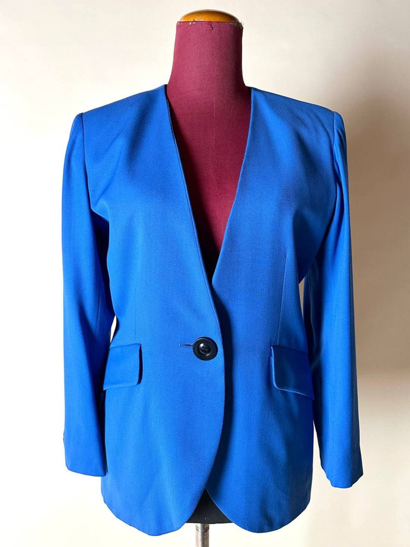 Blazer vintage Yves Saint Laurent in lana blu cobalto