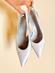 Ballerine a punta in lizard bianca 