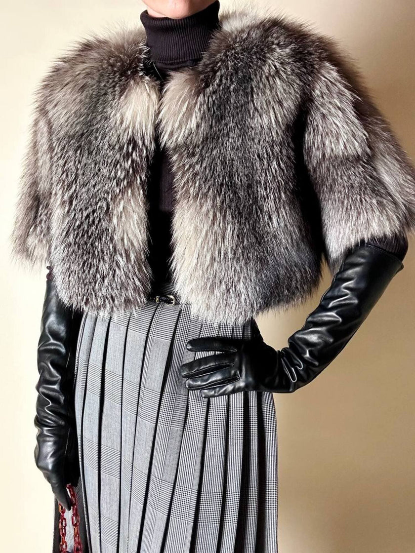 Bolero MSGM in pelliccia di volpe argentata