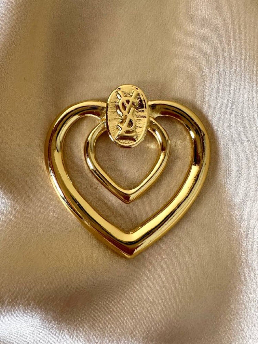 Ferma foulard dorato a forma di cuore “Yves Saint Laurent”