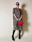 Chemisier vintage leopardato in tessuto micro plissé Henriette