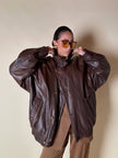 Bomber aviator in pelle color cioccolato “Laps”