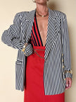 Blazer doppiopetto a righe bianche e blu “Mondí”