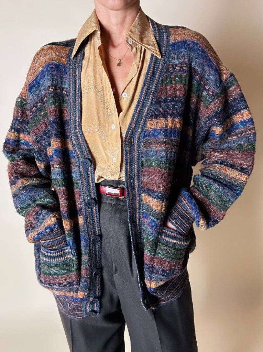 Cardigan Missoni Sport in lana operata a righe orizzontali