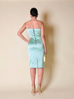 “D&G” aquamarine stretch satin sheath dress