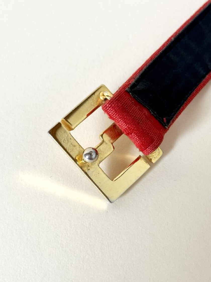 Cintura rossa in tessuto Jaquard con fibbia logo dorata “Fendi”