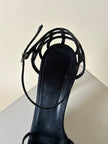 Sandali Yves Saint Laurent in pelle nera con tomaia a gabbia tacco a spillo e plateau – SS 2009