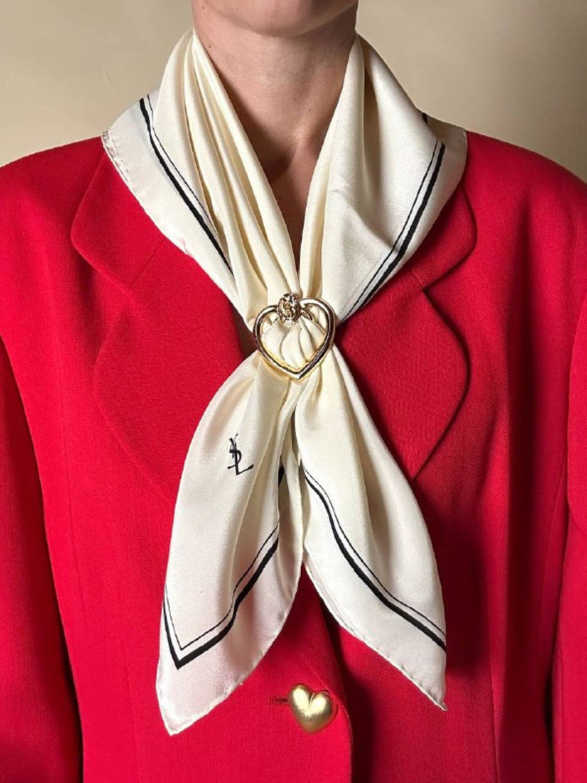 Ferma foulard dorato a forma di cuore “Yves Saint Laurent”