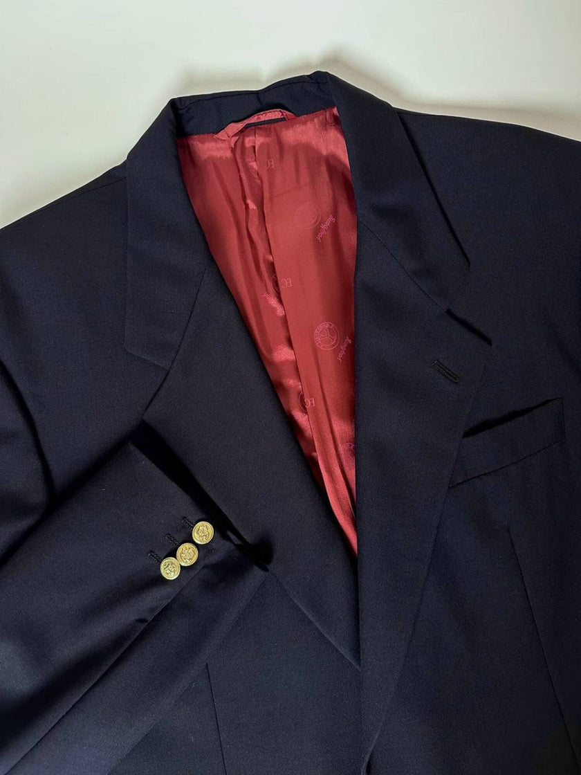 Blazer vintage Enrico Coveri You Young in rasato di lana blu notte con bottoni dorati