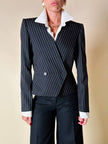 Mini blazer doppiopetto gessato in lana nera “Salvatore Ferragamo”