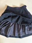 Minigonna Yves Saint Laurent in lana grigio antracite con piping a righe bordeaux e blu