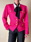 Blazer fucsia con bottoni gioiello dorati in metallo satinato “Yves Saint Laurent”