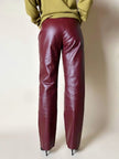 Pantalone a gamba dritta in pelle bordeaux In Extenso