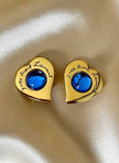 Orecchini a clip Yves Saint Laurent a forma di cuore con cabochon celesti