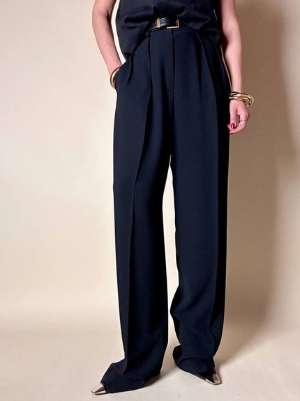 Pantalone nero con pince e piega “Yves Saint Laurent”