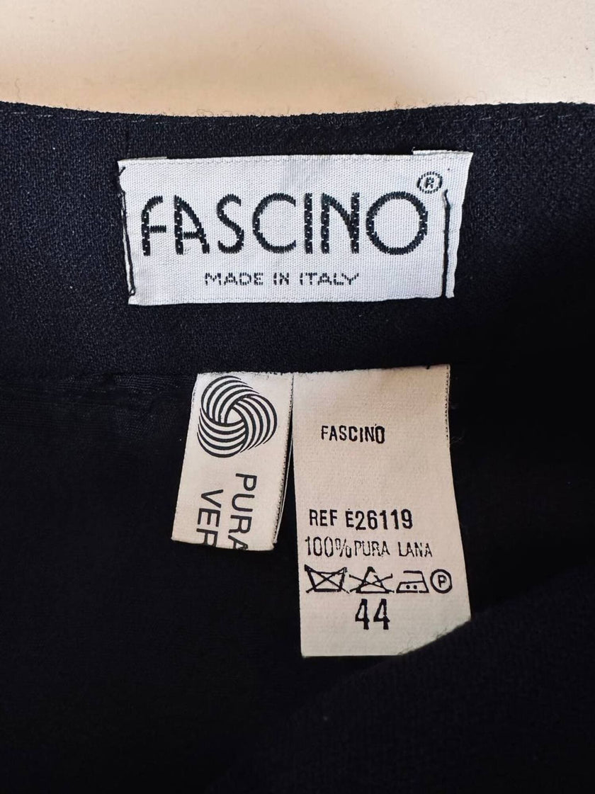 Gonna lunga in lana nera con sotto gonna e cintura in coordinato “Fascino”