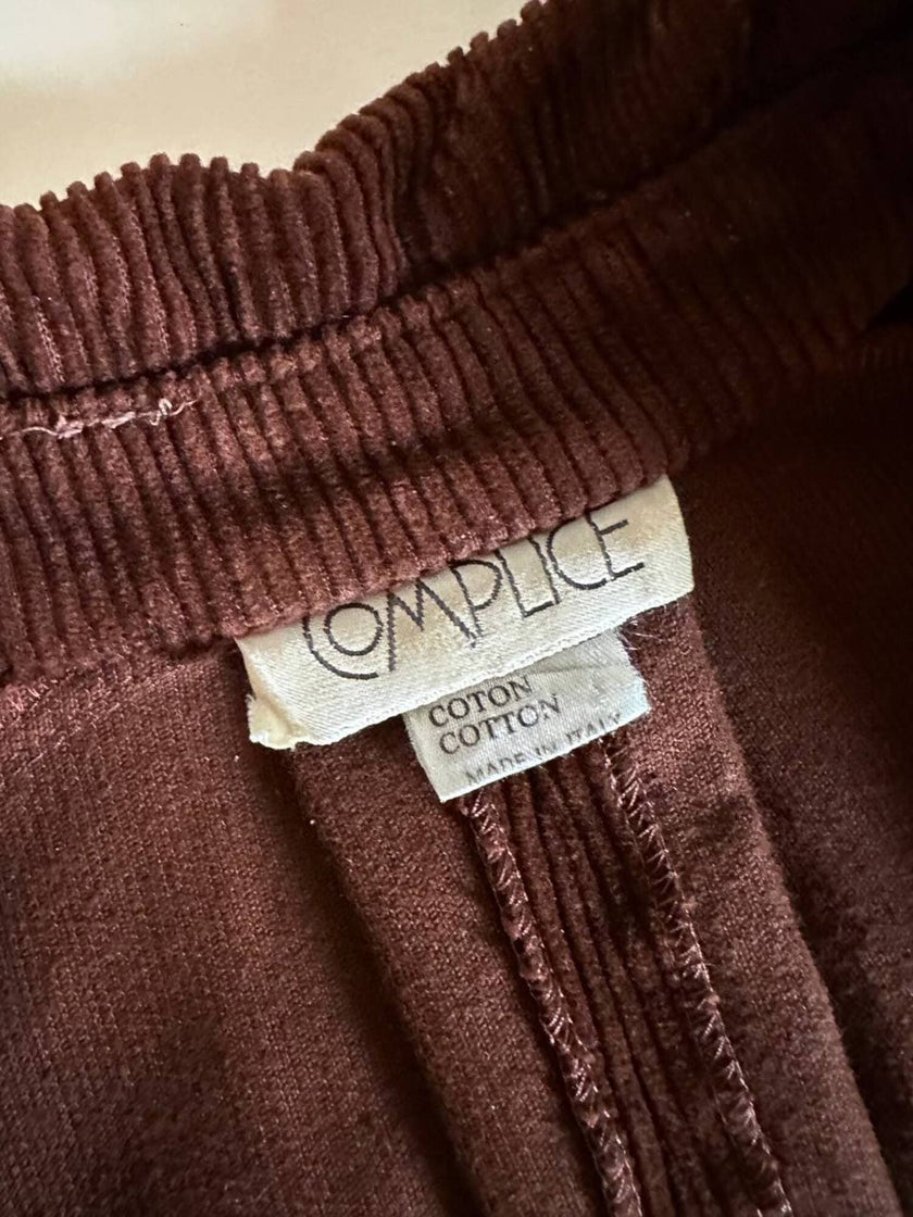 Combinaison vintage Complice en velours côtelé marron avec détails en cuir