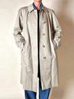 Vintage Burberry’s beige quill gabardine trench coat with matching belt and Check lining