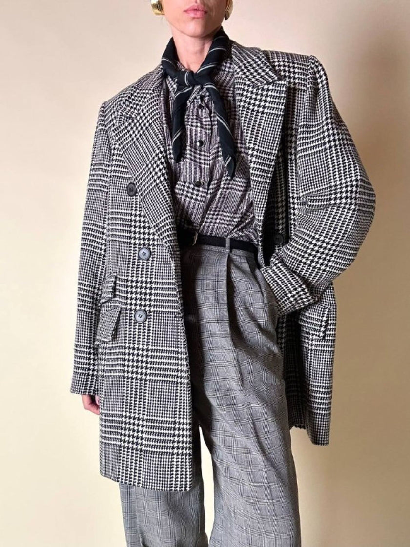 Blazer doppiopetto in lana principe di Galles “Yves Saint Laurent”