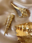 Spilla dorata con strass a forma di conchiglia Bolinus