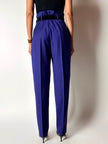 Pantalone vintage Cristina Gavioli a vita con piega in lana blu violetto
