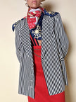 Blazer doppiopetto a righe bianche e blu “Mondí”