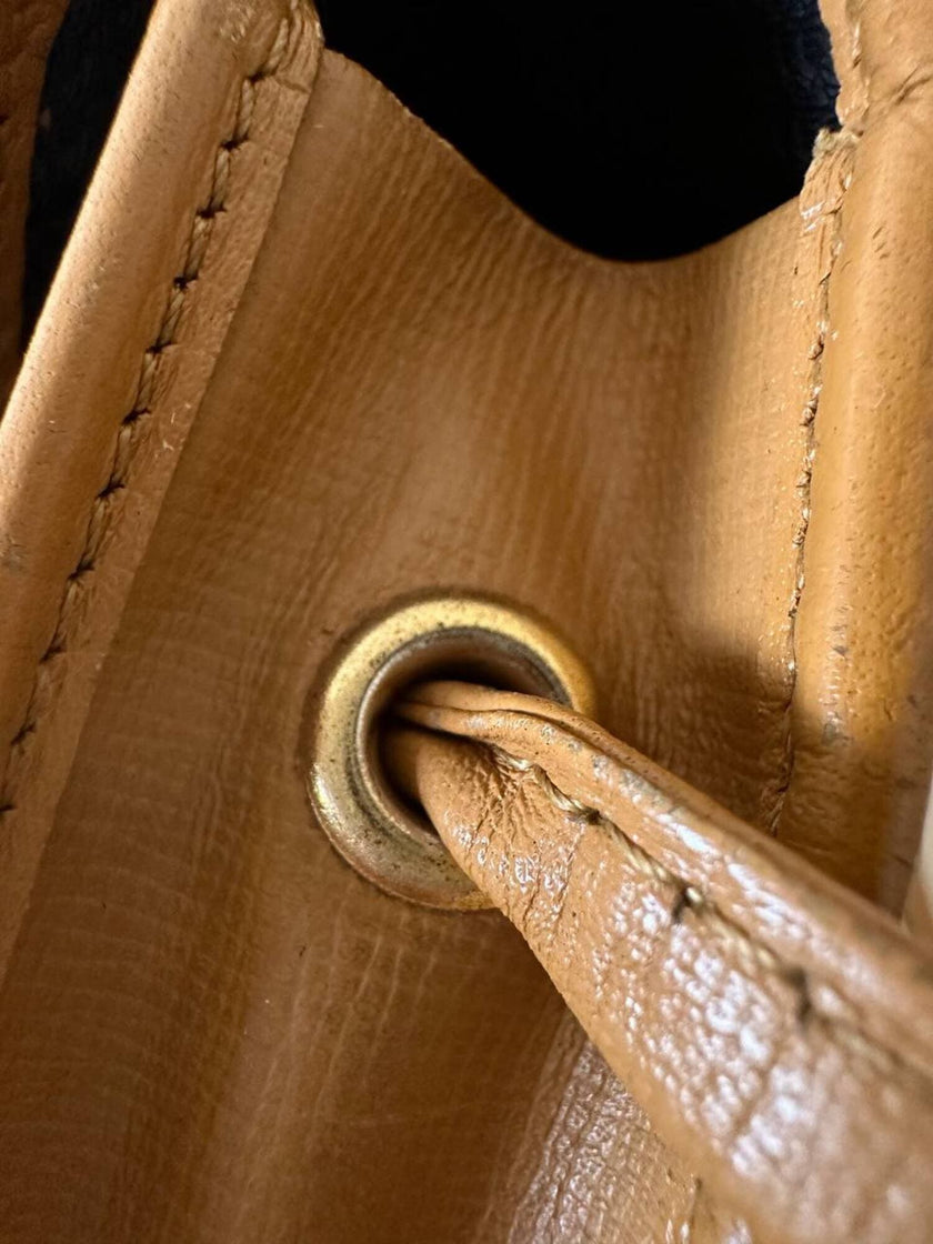 Borsa bandoulière Yves Saint Laurent in tessuto tramato nero con dettagli in pelle cuoio