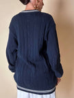Pullover Valentino Garavani in cotone blu navy con dettagli bianchi