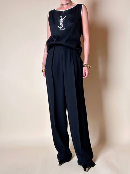 Pantalone nero con pince e piega “Yves Saint Laurent”