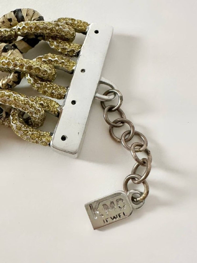 Bracciale KMO Paris multichain in metallo argento whips e glitter oro