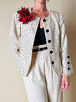 Blazer in seta color panna a pois neri “Yves Saint Laurent”