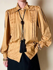 Camicia in tessuto jacquard caramello con loghi “Yves Saint Laurent”